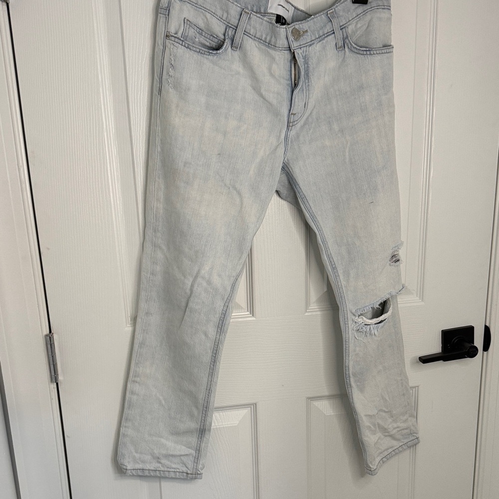 Current/Elliott Light Wash Slim Straight Jeans - Pale Blue